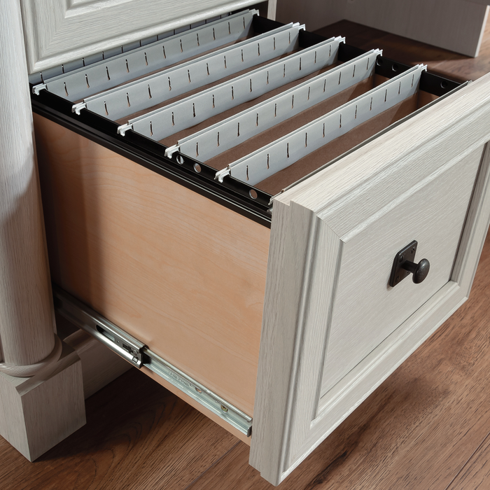 Palladia 65.12\" L-Shaped Desk with 3 Drawers – Glacier Oak