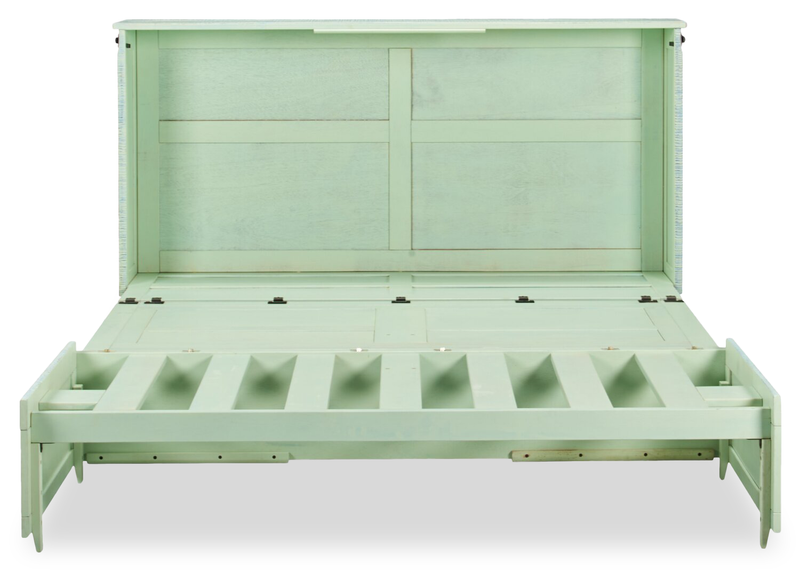 Parker Cabinet Bed with Pocket Coil Memory Foam Mattress, Seafoam - Queen Size