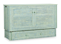 Parker Cabinet Bed with Pocket Coil Memory Foam Mattress, Seafoam - Queen Size