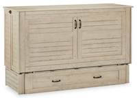 Parker Cabinet Bed with Pocket Coil Memory Foam Mattress, Driftwood - Queen Size 