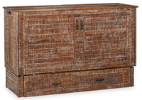 Parker Cabinet Bed with Pocket Coil Memory Foam Mattress, Weathered Brown - Queen Size 