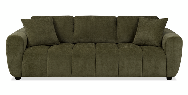 Made in Canada Pebble 96\" Fabric Sofa with Matching Accent Pillows - Green