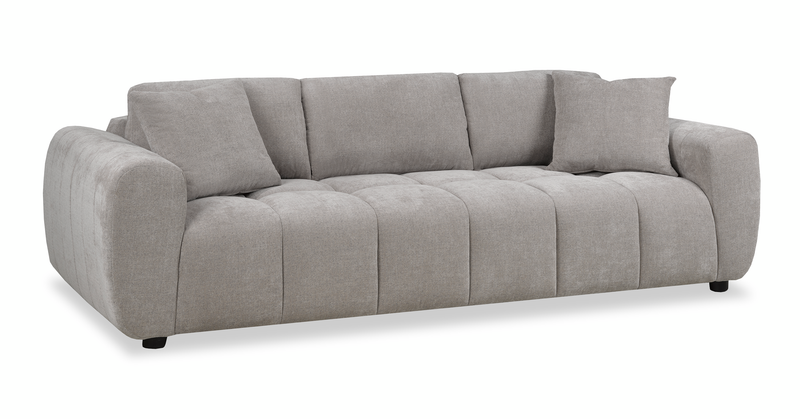 Made in Canada Pebble 96\" Fabric Sofa with Matching Accent Pillows - Grey