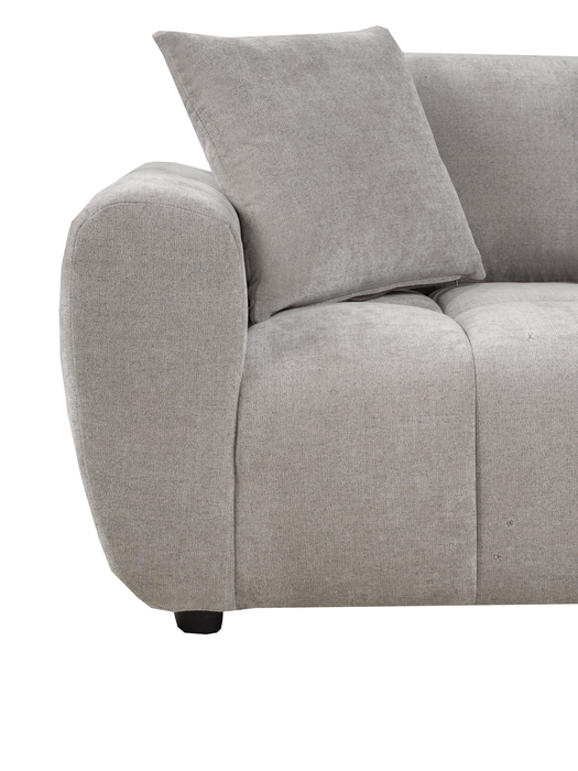 Made in Canada Pebble 96\" Fabric Sofa with Matching Accent Pillows - Grey