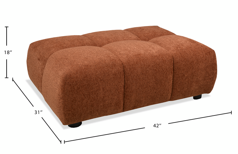 Made in Canada Pebble 42\" Fabric Ottoman - Orange