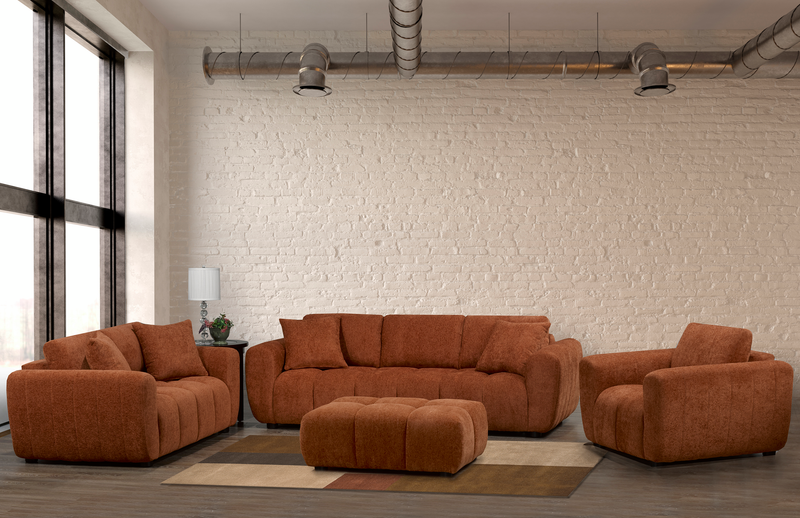 Made in Canada Pebble 70\" Fabric Loveseat with Matching Accent Pillows - Orange