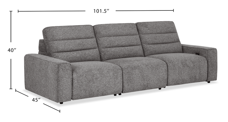 Shaquille O’Neal Home Prestige 3-Piece Power Reclining Sofa – Grey 