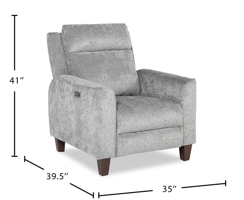 Primrose 35” Chenille Fabric Power Reclining Chair with Power Headrest - Slate