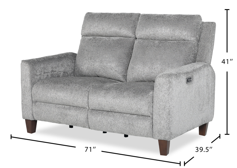 Primrose 71” Chenille Fabric Power Reclining Loveseat with Power Headrest – Slate
