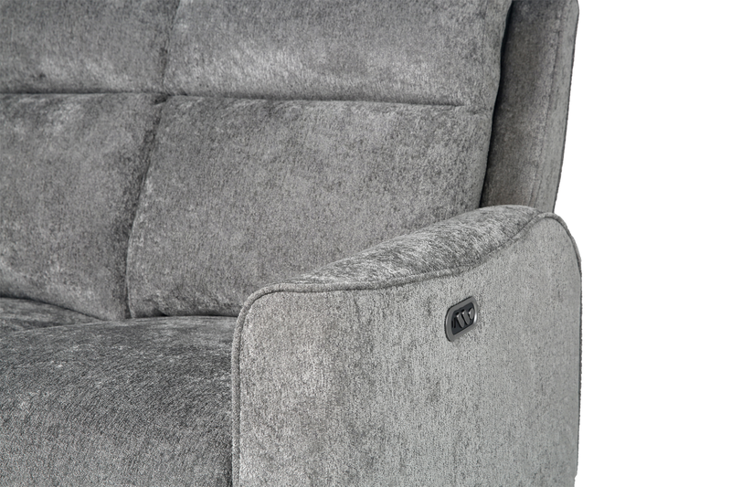 Primrose 81” Chenille Fabric Power Reclining Sofa with Power Headrest – Slate