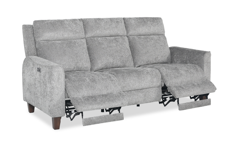 Primrose 81” Chenille Fabric Power Reclining Sofa with Power Headrest – Slate