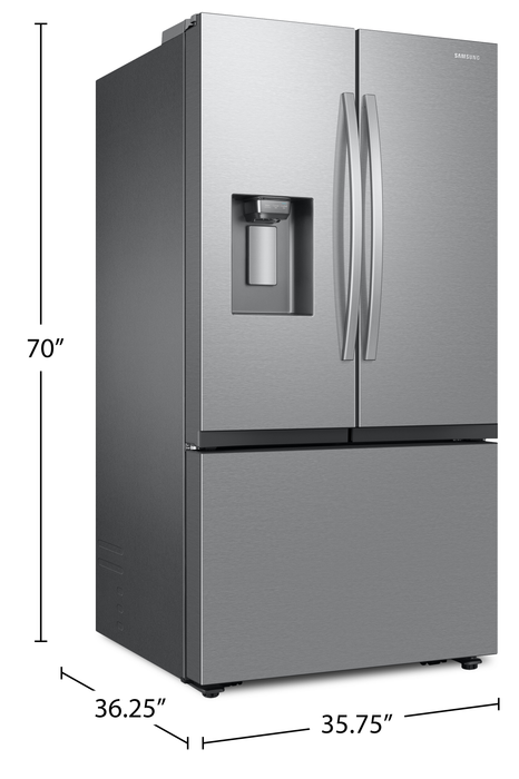 Samsung Bespoke 35.75” 31 Cu. Ft. 3-Door French Door Refrigerator – Stainless Steel - RF32CG5B30SRAA