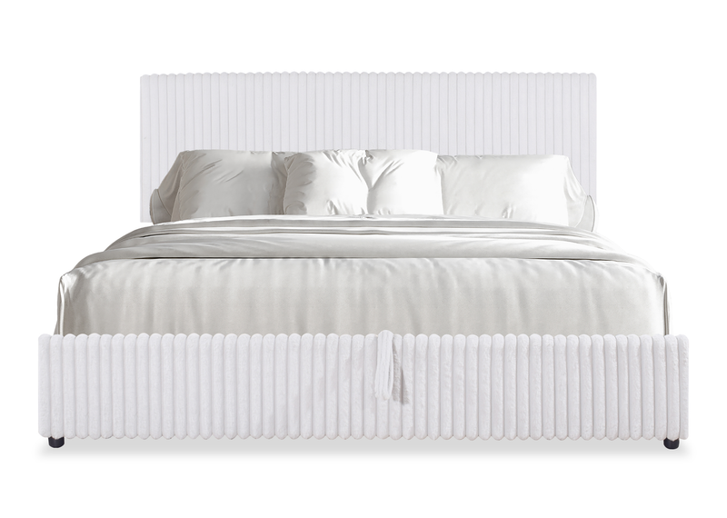Ridge Upholstered Storage Platform Bed in Grey Fabric - King Size