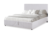 Ridge Upholstered Storage Platform Bed in Grey Fabric - Queen Size 