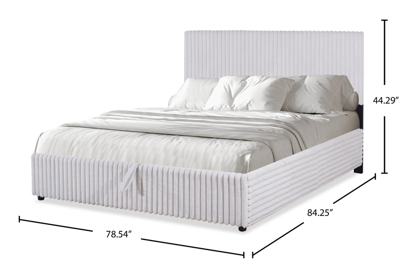 Ridge Upholstered Storage Platform Bed in Grey Fabric - Queen Size