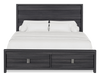 Rocco 5pc Bedroom Set with LED Lit Storage Bed, Dresser & Mirror, Dark Grey - King Size | Ensemble de chambre à coucher Rocco 6 pièces avec lit de rangement illuminé à DEL, commode, miroir et table de nuit, brun clair - format très grand lit