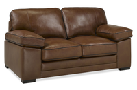 Rodeo 67” Top-Grain Genuine Leather Loveseat with Removable Cushions – Chestnut 