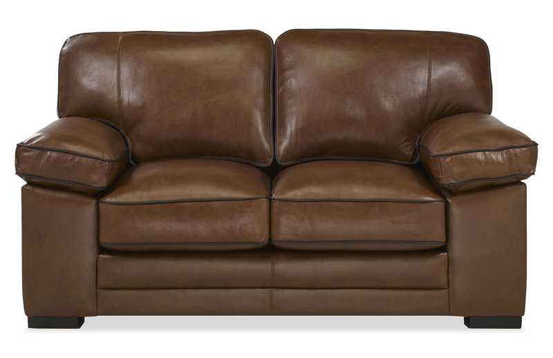 Rodeo 67” Top-Grain Genuine Leather Loveseat with Removable Cushions – Chestnut
