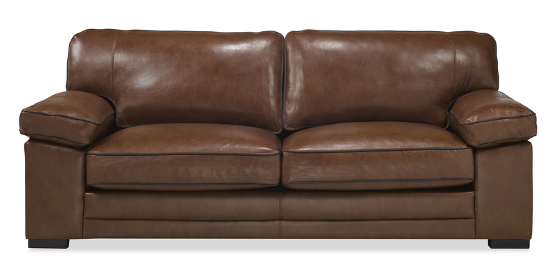 Rodeo 91” Top-Grain Genuine Leather Sofa with Removable Cushions – Chestnut