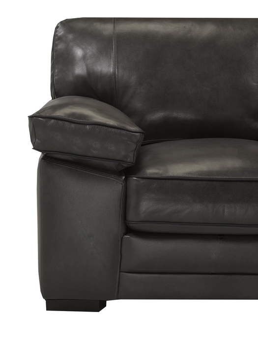 Rodeo 91” Top-Grain Genuine Leather Sofa with Removable Cushions – Charcoal