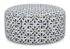 Made in Canada Customizable Sofa Lab Round 38\" Fabric Ottoman – Indigo Accent Fabric 