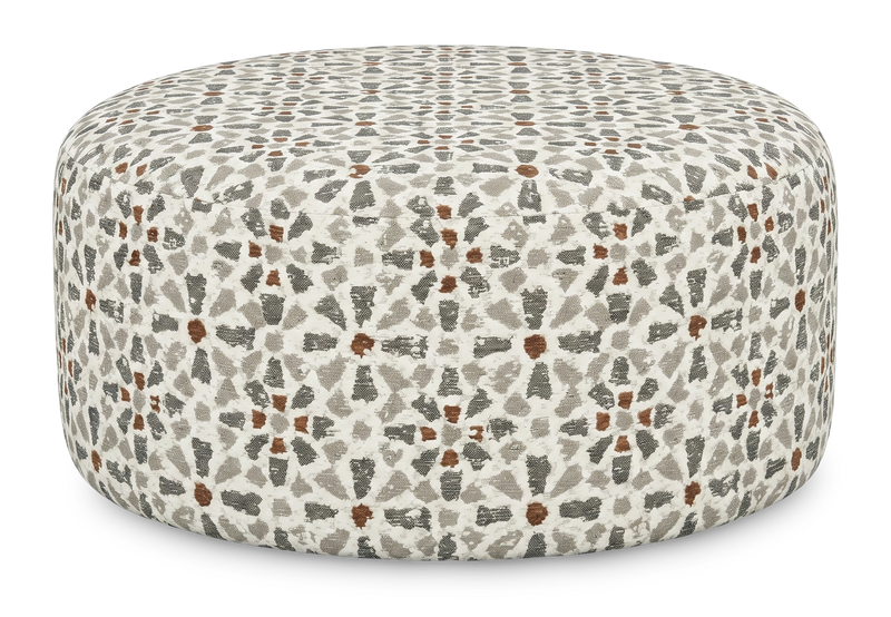 Made in Canada Customizable Sofa Lab Round 38\" Fabric Ottoman – Copper Accent Fabric 