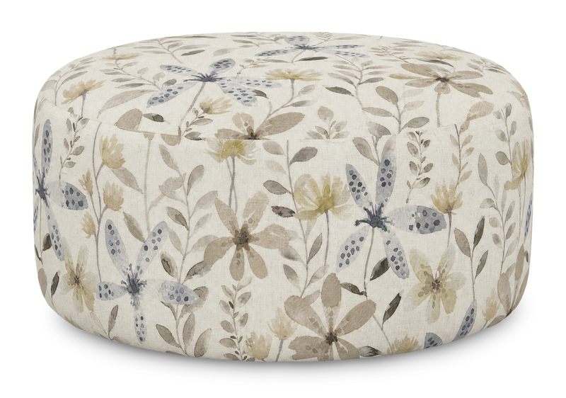 Made in Canada Customizable Sofa Lab Round 38\" Fabric Ottoman – Dust Accent Fabric 