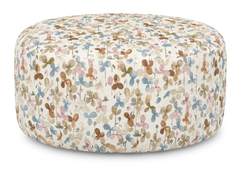 Made in Canada Customizable Sofa Lab Round 38\" Fabric Ottoman – Rose Accent Fabric 
