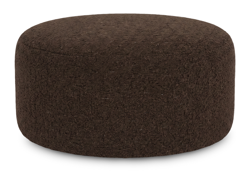 Made in Canada Customizable Sofa Lab Round 38\" Fabric Ottoman – Teddy Walnut