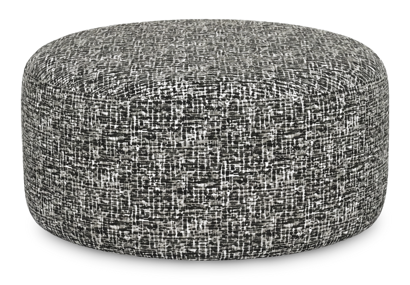 Made in Canada Customizable Sofa Lab Round 38\" Fabric Ottoman – Jet Accent Fabric 