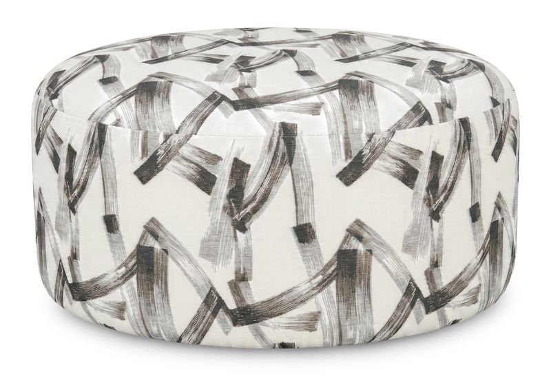 Made in Canada Customizable Sofa Lab Round 38\" Fabric Ottoman – Stormy Accent Fabric 