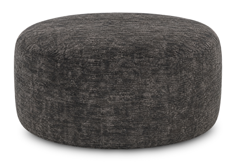 Made in Canada Customizable Sofa Lab Round 38\" Fabric Ottoman – Plush Charcoal