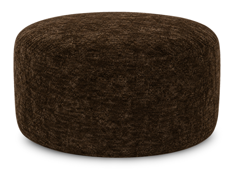 Made in Canada Customizable Sofa Lab Round 38\" Fabric Ottoman – Plush Chocolate