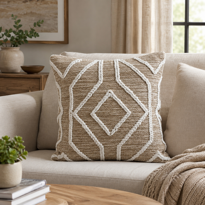 Sadie Fabric Accent Pillow -Coffee