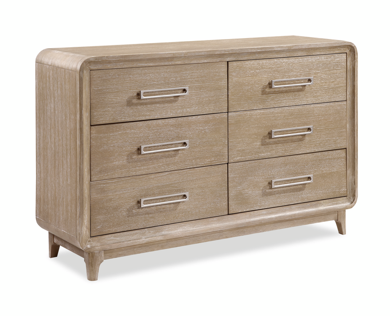 Sasha Bedroom 6-Drawer Dresser, 62\"W x 38\"H - Natural Oak Brown