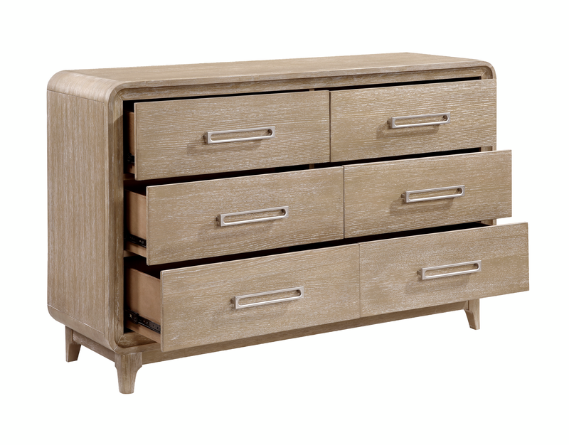 Sasha Bedroom 6-Drawer Dresser, 62\"W x 38\"H - Natural Oak Brown