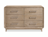 Sasha 6pc Bedroom Set with Fabric Bed, Dresser, Mirror & Nightstand, Natural Oak Brown - King Size | Ensemble de chambre à coucher Sasha 6 pièces avec lit en tissu, commode, miroir et table de nuit, brun chêne naturel - format très grand lit