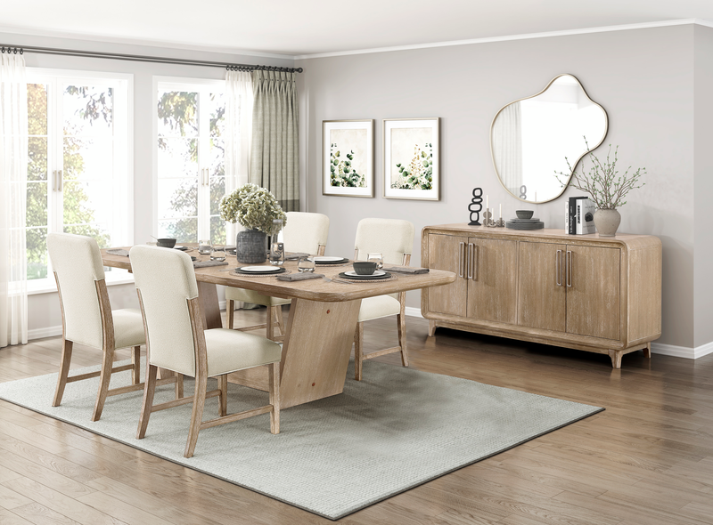 Austin 5pc Extension Dining Set with Table & 4 Chairs, 82-94\"W - Taupe & Natural Oak Brown