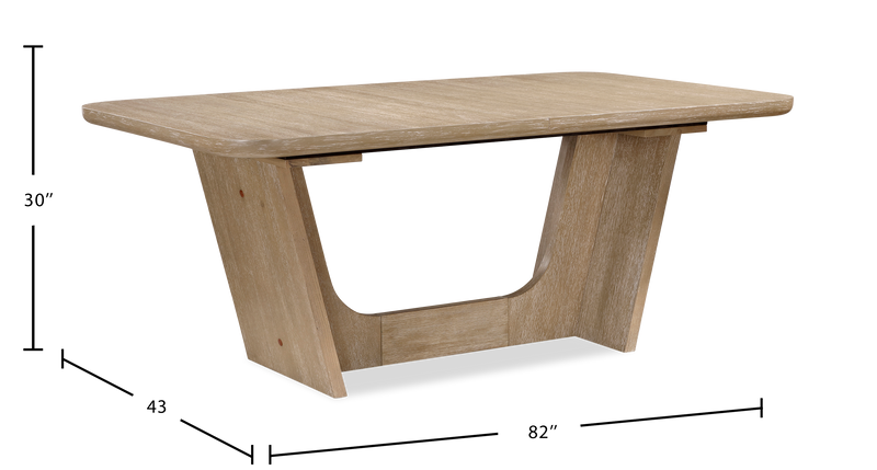 Austin 7pc Extension Dining Set with Table & 6 Chairs, 82-94\"W - Taupe & Natural Oak Brown