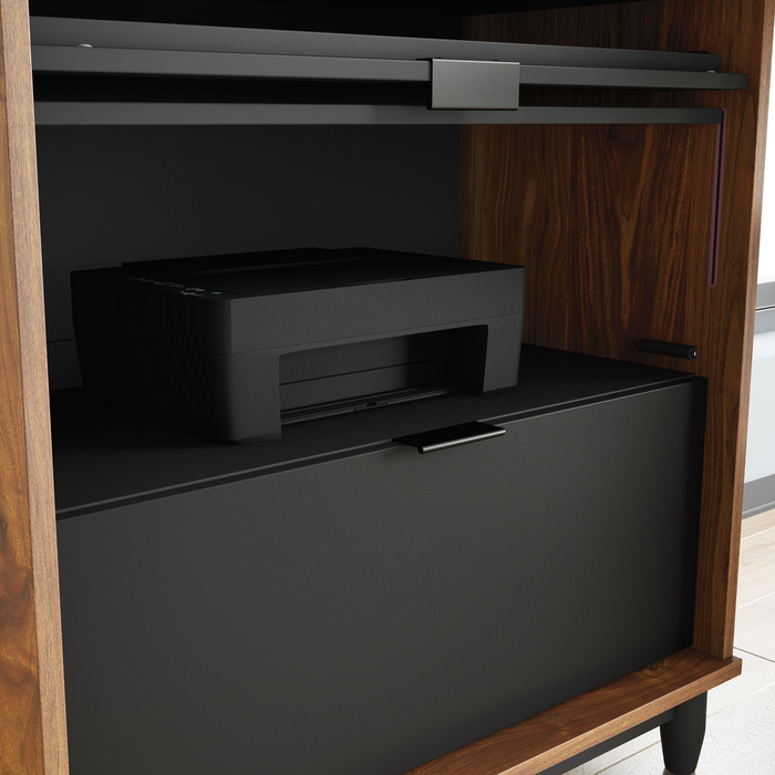 Sedgwick 30.87” 2-Door Computer Armoire Desk with Cable Management – Grand Walnut