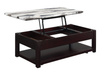 Sicily 48” Traditional Lift-Top Coffee Table with Storage and Casters – Dark Espresso with Marble Look Top