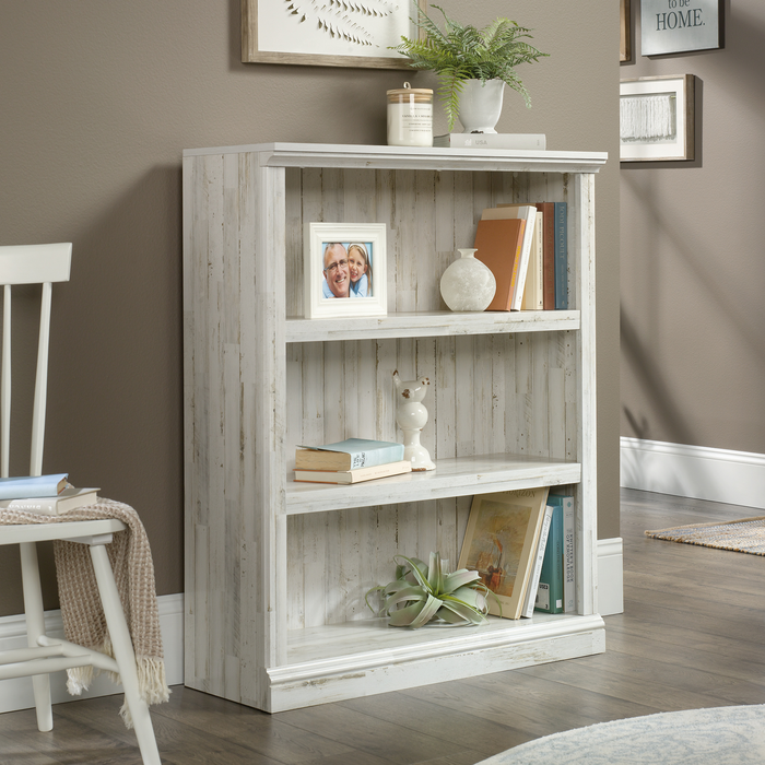 Smyth 35.28” 3-Shelf Bookcase – White Plank