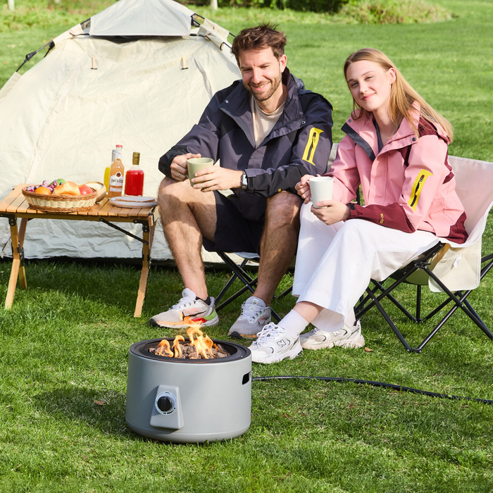 Sol Portable Fire Pit, 16\"W, 60,000 BTU, Propane, Metal - Grey