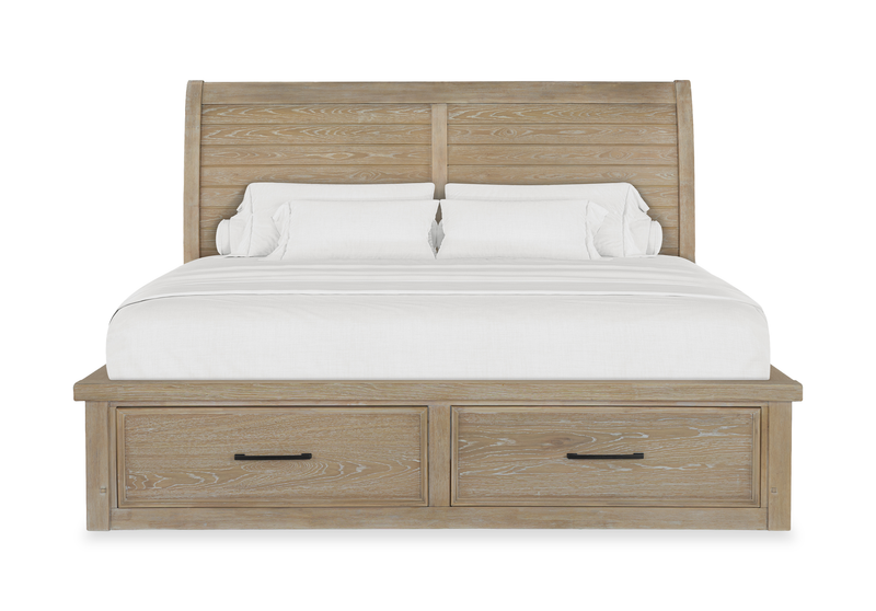 Sonoma 5pc Bedroom Set with Storage Bed, Dresser & Mirror, Light Brown - King Size