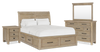 Sonoma 6pc Bedroom Set with Storage Bed, Dresser, Mirror & Nightstand, Light Brown - Queen Size