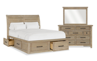 Sonoma 5pc Bedroom Set with Storage Bed, Dresser & Mirror, Light Brown - Queen Size