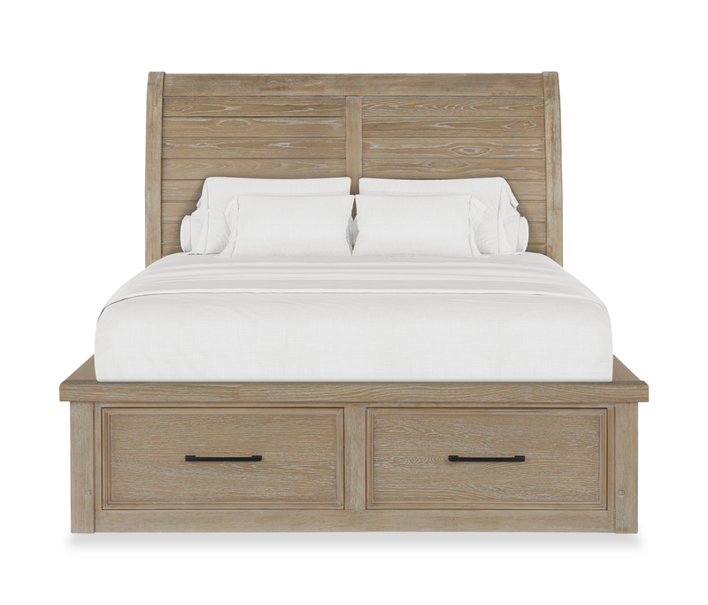 Sonoma 6pc Bedroom Set with Storage Bed, Dresser, Mirror & Nightstand, Light Brown - Queen Size