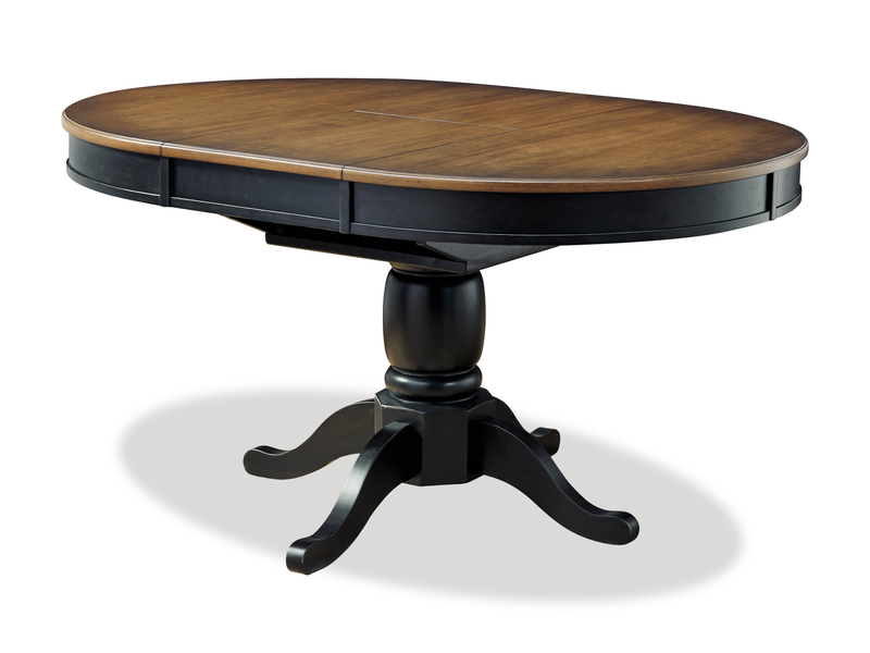 Stella 5pc Dining Set with Table & 4 Chairs, 42-57\"W Butterfly Leaf Extension, Round - Black/Brown