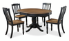 Stella 5pc Dining Set with Table & 4 Chairs, 42-57\"W Butterfly Leaf Extension, Round - Black/Brown
