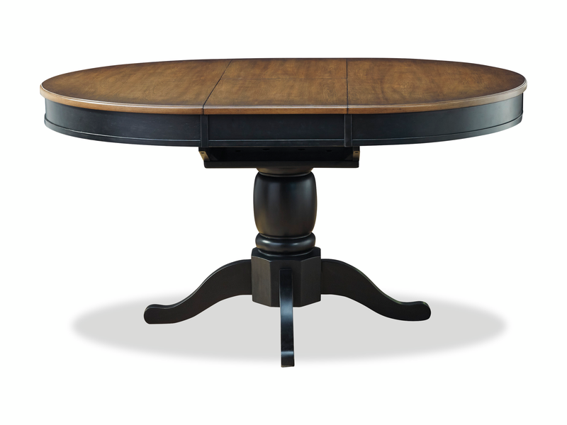 Stella 5pc Dining Set with Table & 4 Chairs, 42-57\"W Butterfly Leaf Extension, Round - Black/Brown
